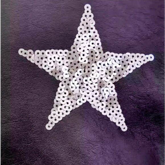 Black Sequin Stars Faux Leather Moto Jacket - Picture 3 of 5